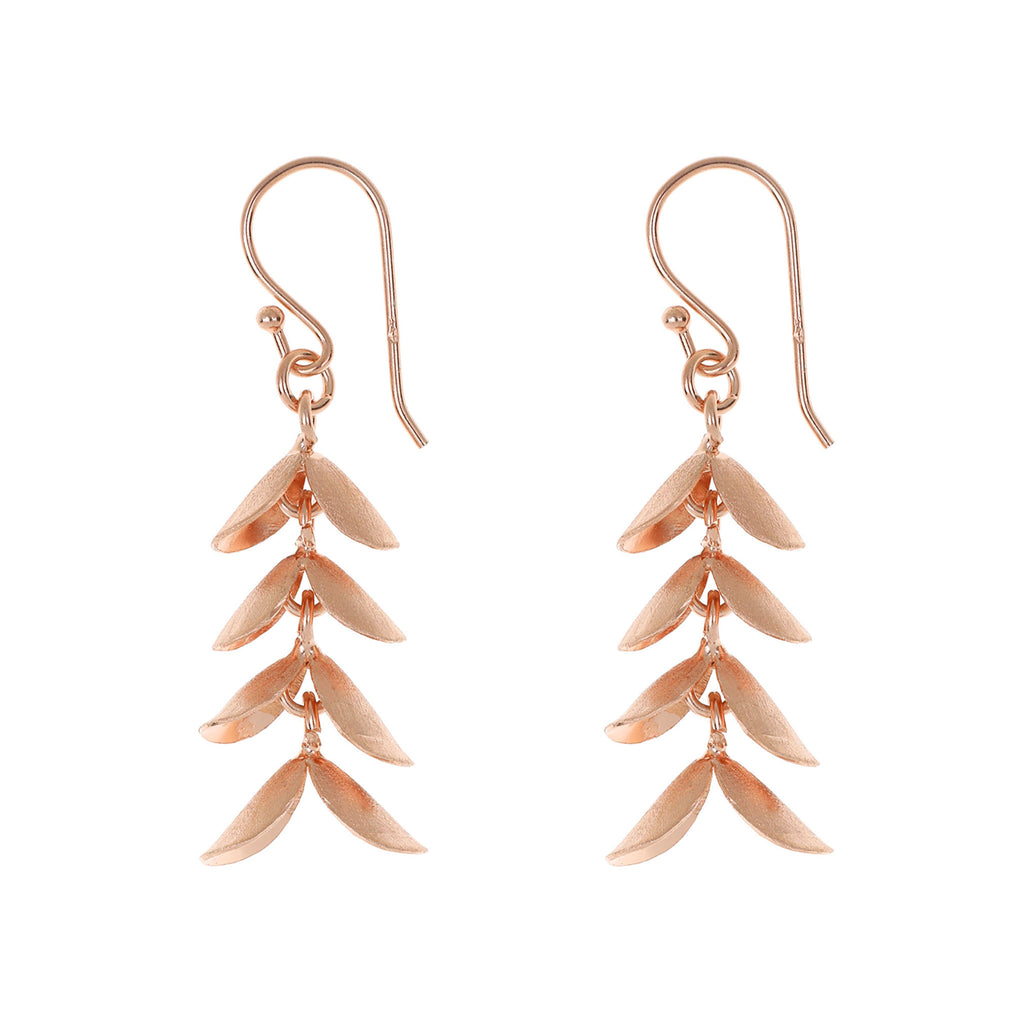 Rose-Gold Dangling Leaves Earrings