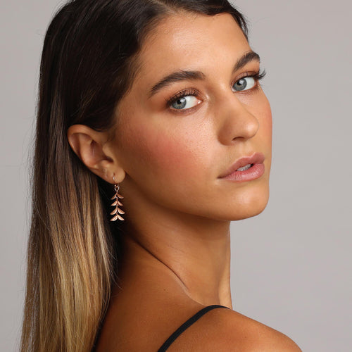 Rose-Gold Dangling Leaves Earrings