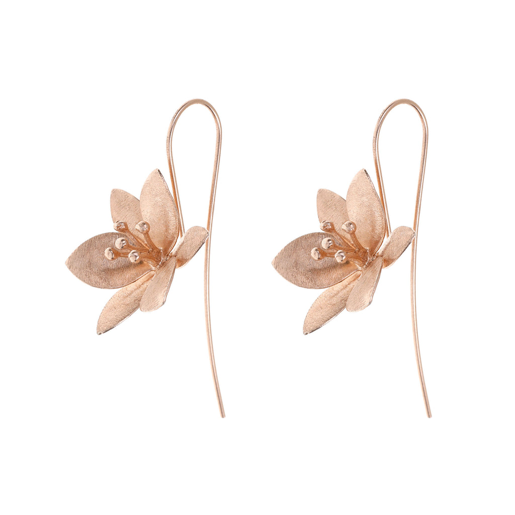 Rose-Gold Grass Lily Flower Earrings