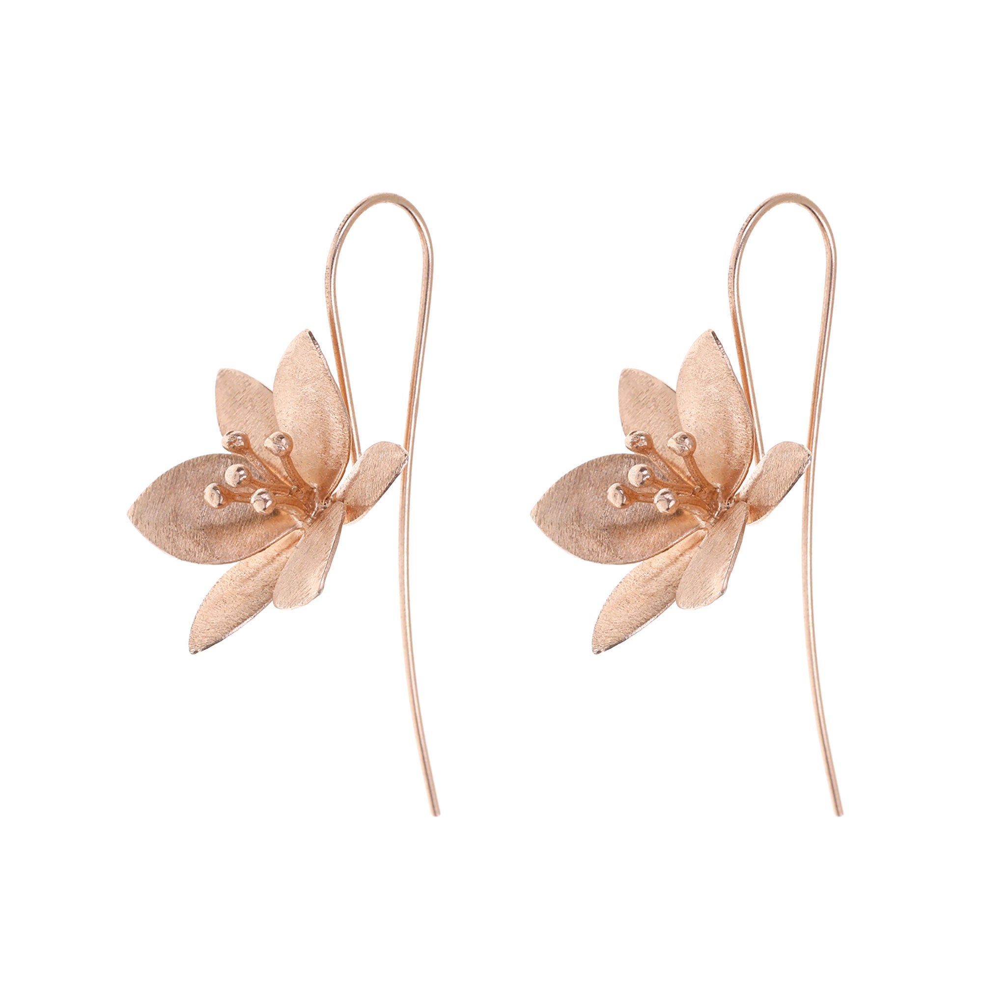 Rose-Gold Grass Lily Flower Earrings