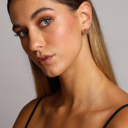 Rose-Gold Large Clover Flower Stud Earrings