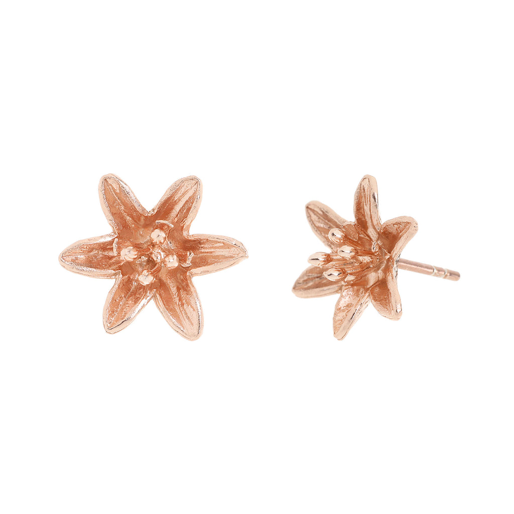 Rose-Gold Lily Flower Stud Earrings