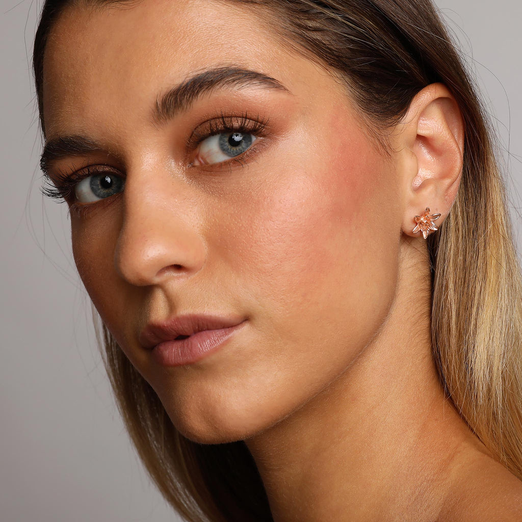 Rose-Gold Lily Flower Stud Earrings