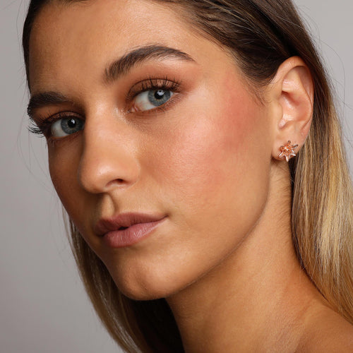 Rose-Gold Lily Flower Stud Earrings