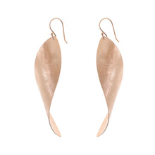 Load image into Gallery viewer, Rose-Gold Long Curved Leaf Earrings