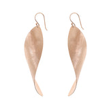 Rose-Gold Long Curved Leaf Earrings