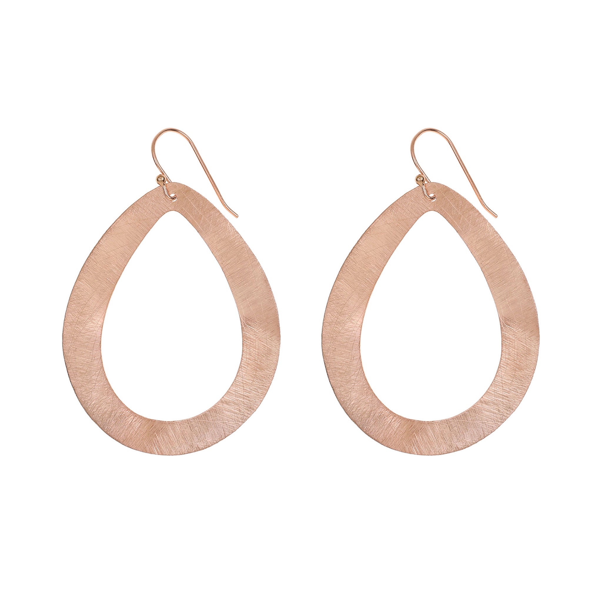 Rose-Gold Wavy Oval Loop Shaped Earrings