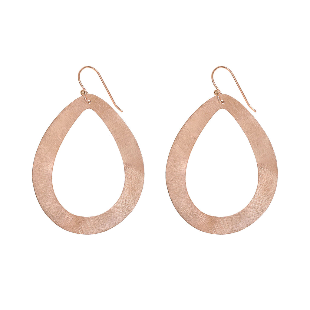 Rose-Gold Wavy Oval Loop Shaped Earrings