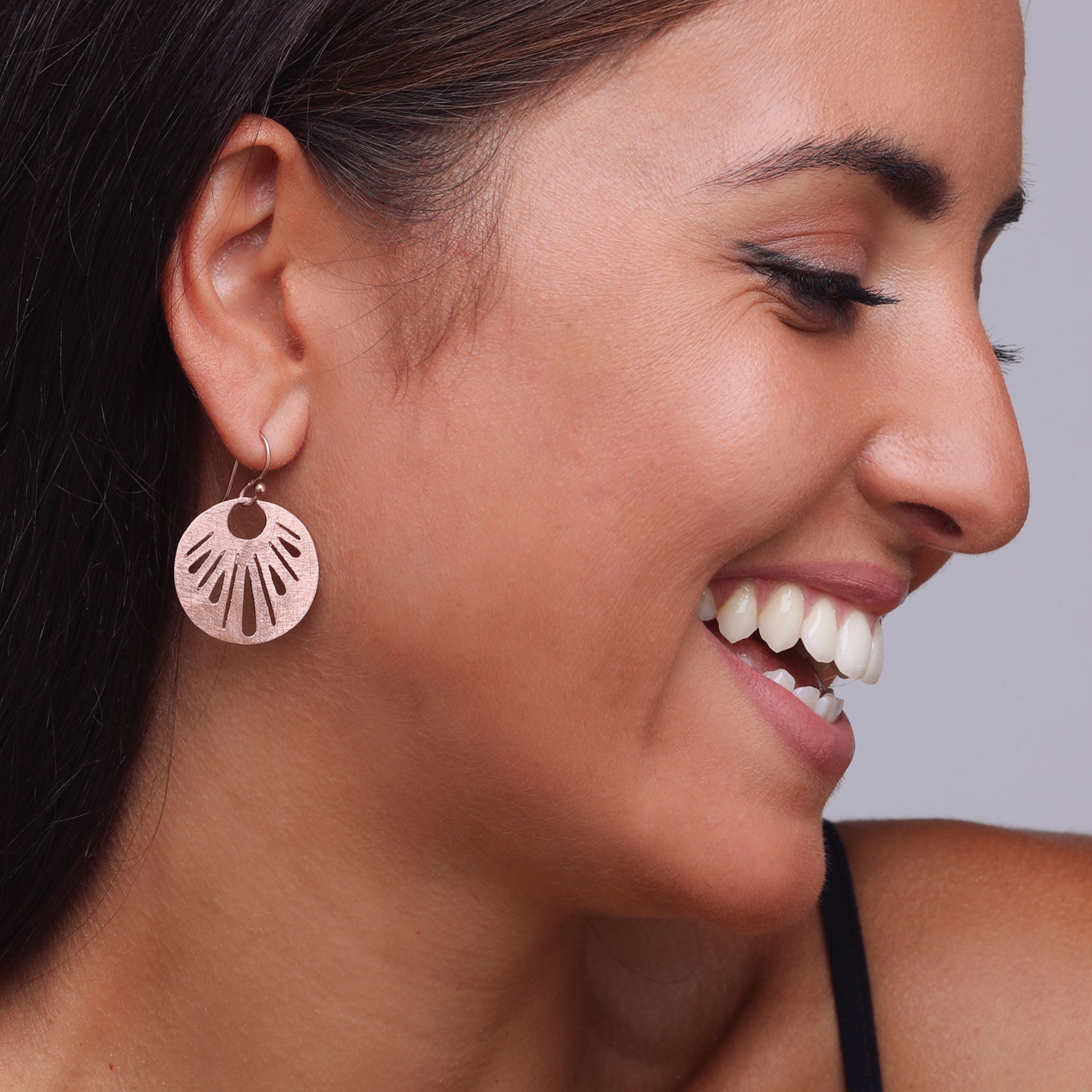 Rose-Gold Round Design Earrings