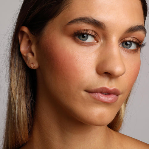 Rose-Gold Small Rope Twist Circle Stud Earrings