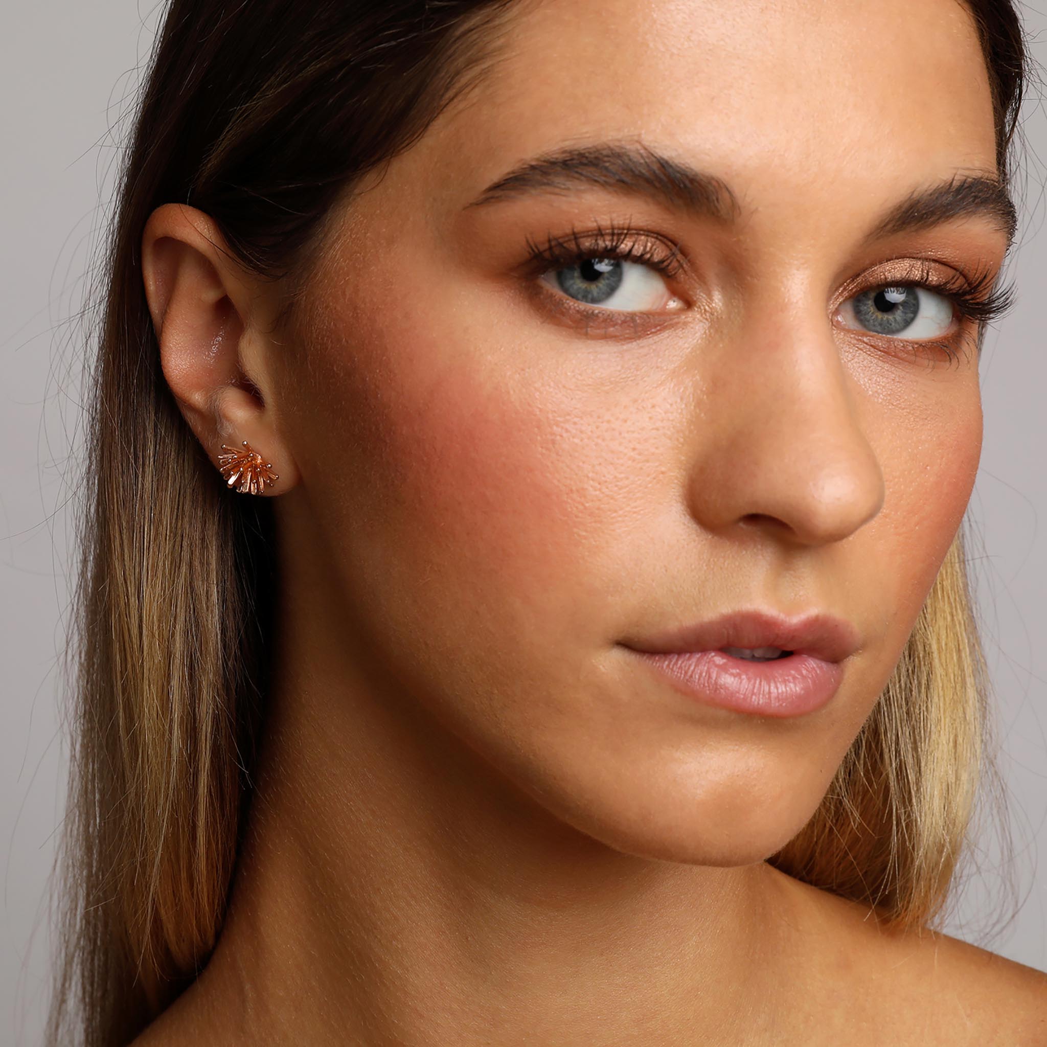 Rose-Gold Spiky Stud Earrings