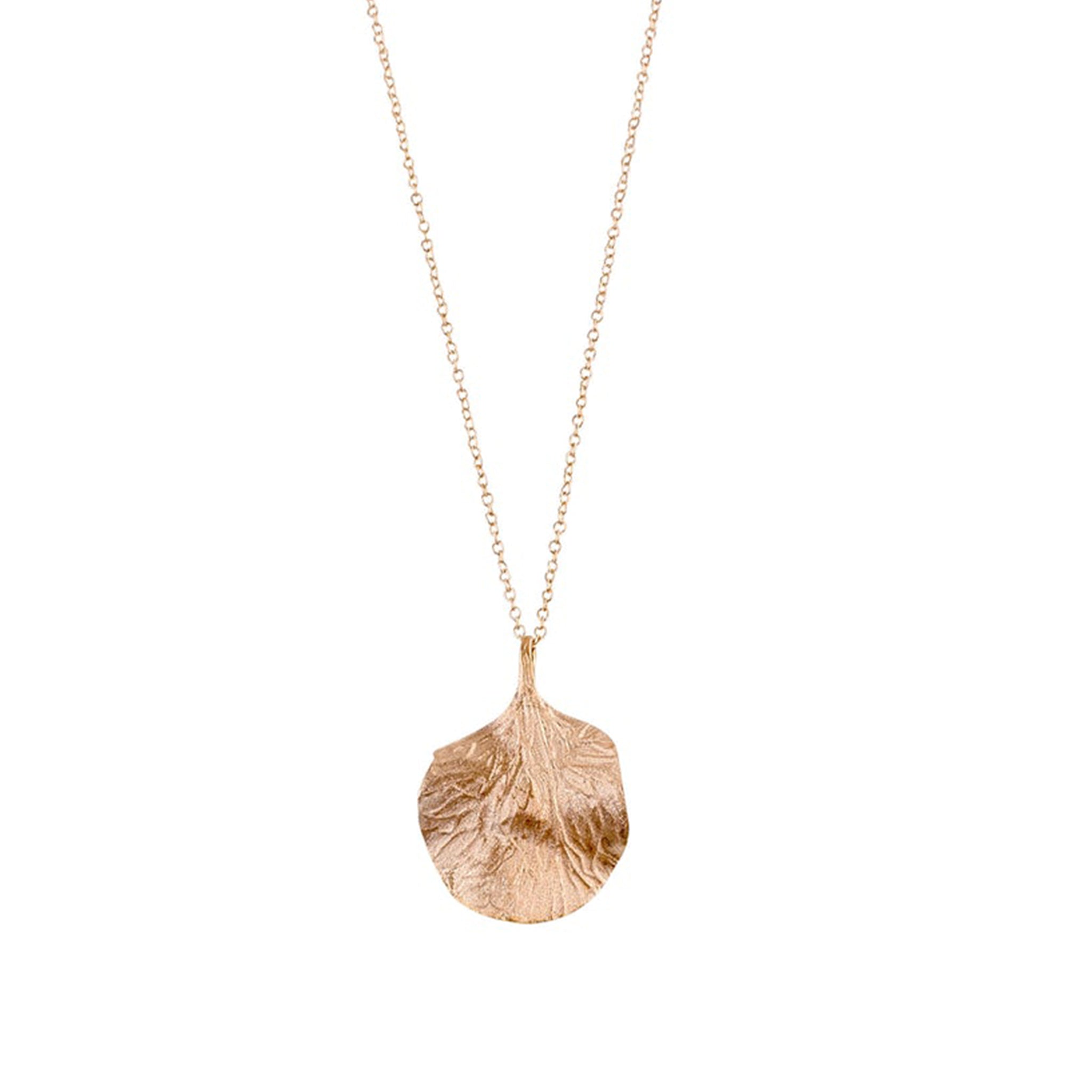 Rose-Gold Textured Wavy Leaf Pendant