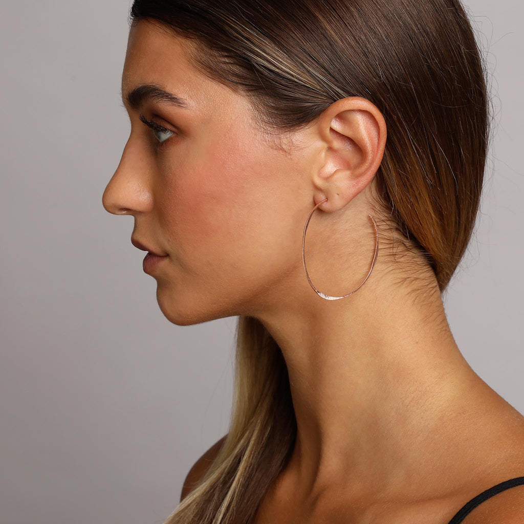 Rose-Gold Thin Hoop Earrings