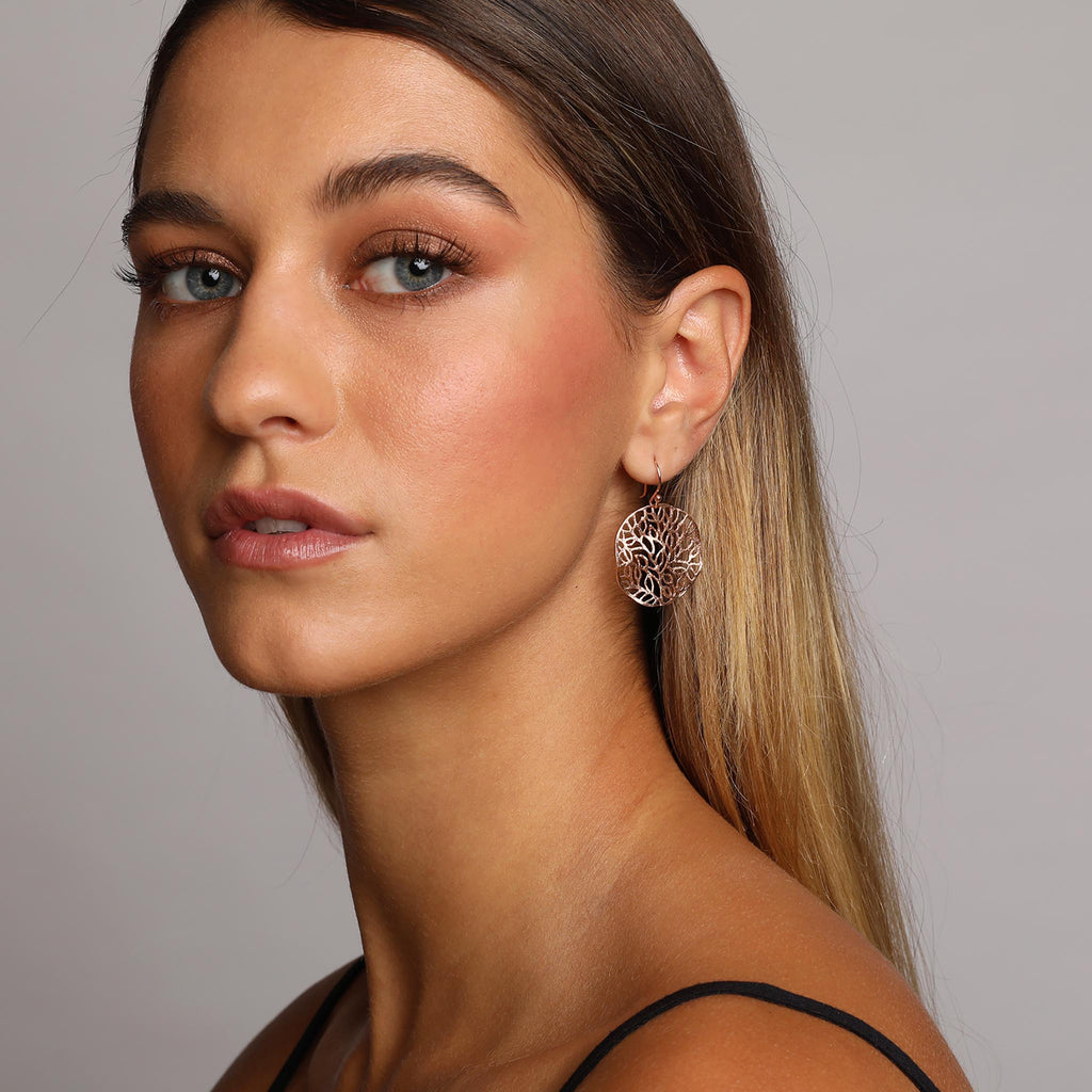 Rose-Gold Tree of Life Inspired Earrings