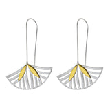 Silver and Yellow-Gold Art Deco Triangle Earrings