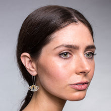 Load image into Gallery viewer, Silver and Yellow-Gold Art Deco Triangle Earrings
