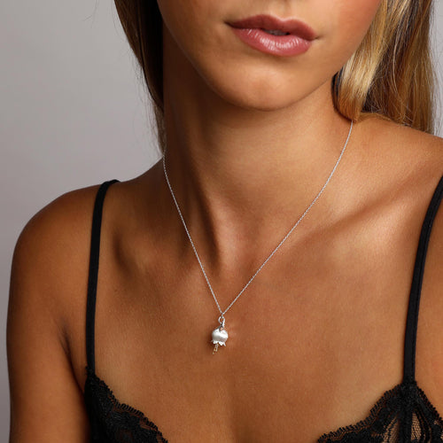 Silver and Yellow-Gold Bluebell Flower Pendant