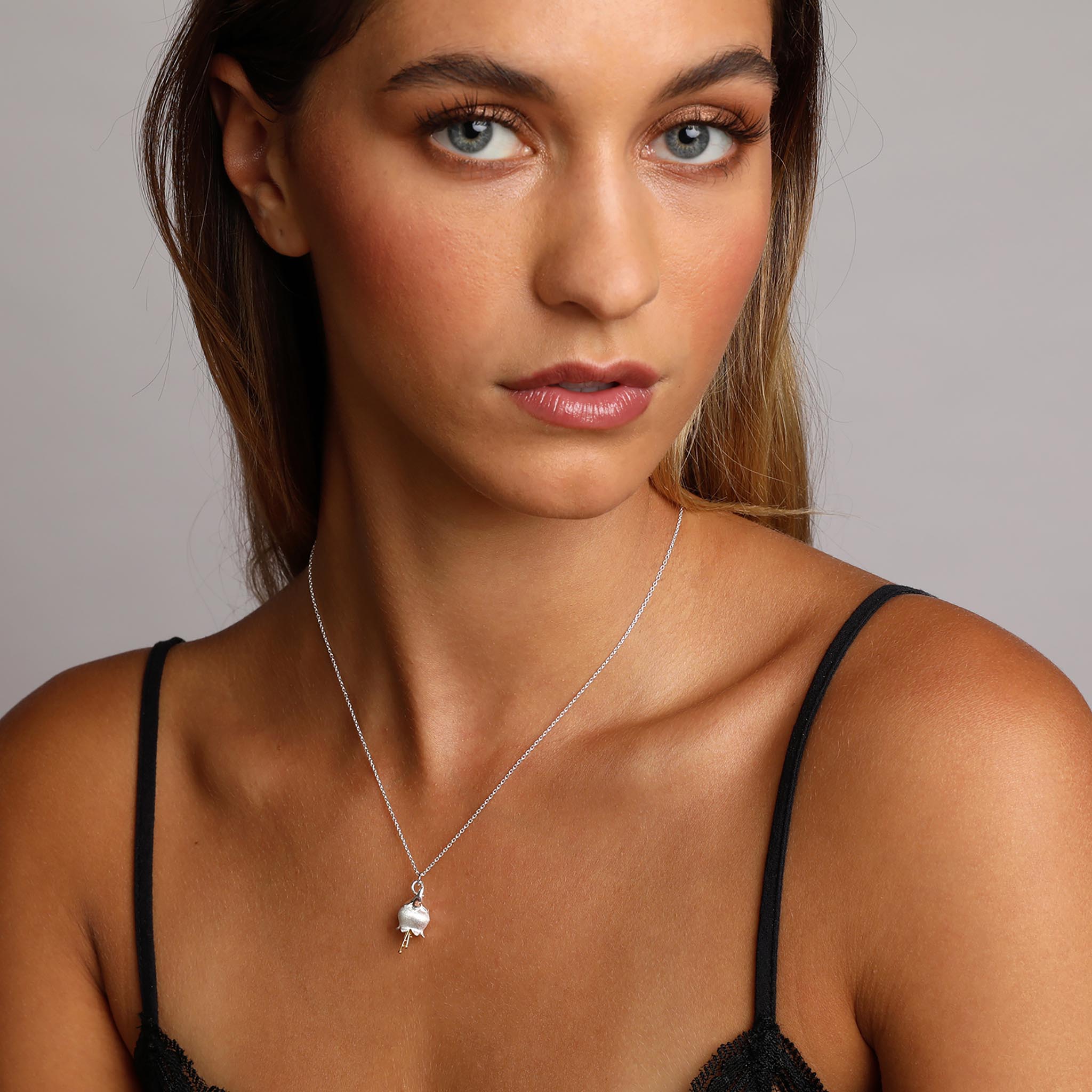 Silver and Yellow-Gold Bluebell Flower Pendant