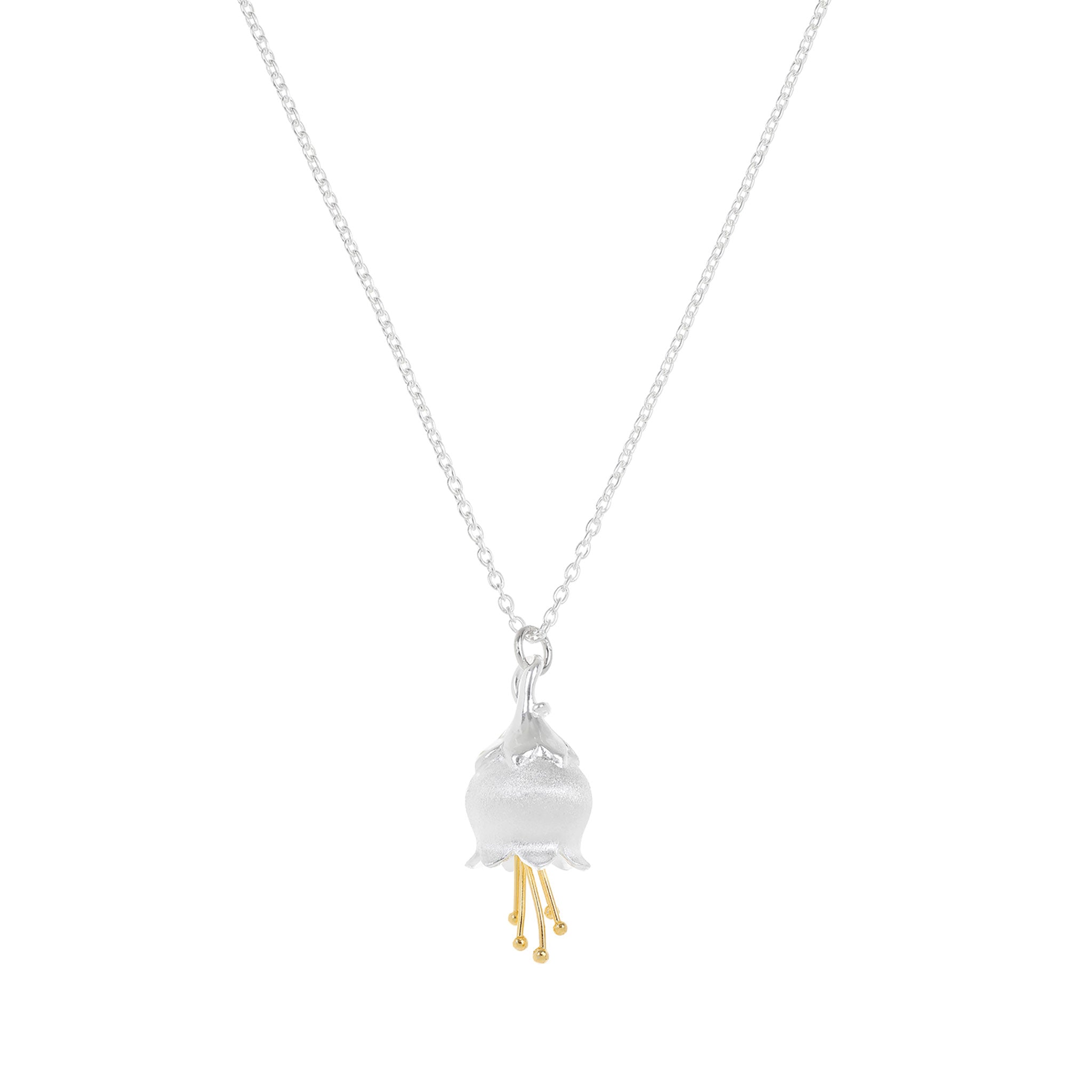 Silver and Yellow-Gold Bluebell Flower Pendant