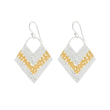 Load image into Gallery viewer, Silver and Yellow-Gold Boho Triangle Earrings