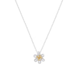 Silver and Yellow-Gold Simple Cherry Blossom Flower Pendant