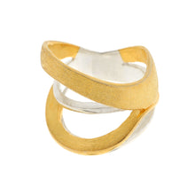 Load image into Gallery viewer, Silver and Yellow-Gold Design Multi Rows Band Ring
