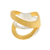 Silver and Yellow-Gold Design Multi Rows Band Ring