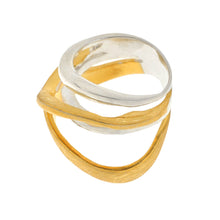 Load image into Gallery viewer, Silver and Yellow-Gold Design Multi Rows Band Ring