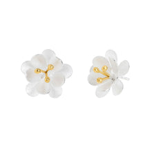 Load image into Gallery viewer, Silver and Yellow-Gold Double Daffodil Flower Stud Earrings