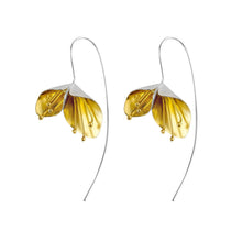 Load image into Gallery viewer, Silver and Yellow-Gold Double Flower Earrings