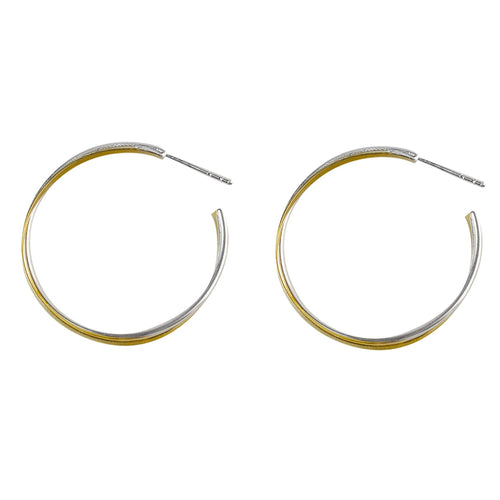 Silver and Yellow-Gold Double Hoop Earrings