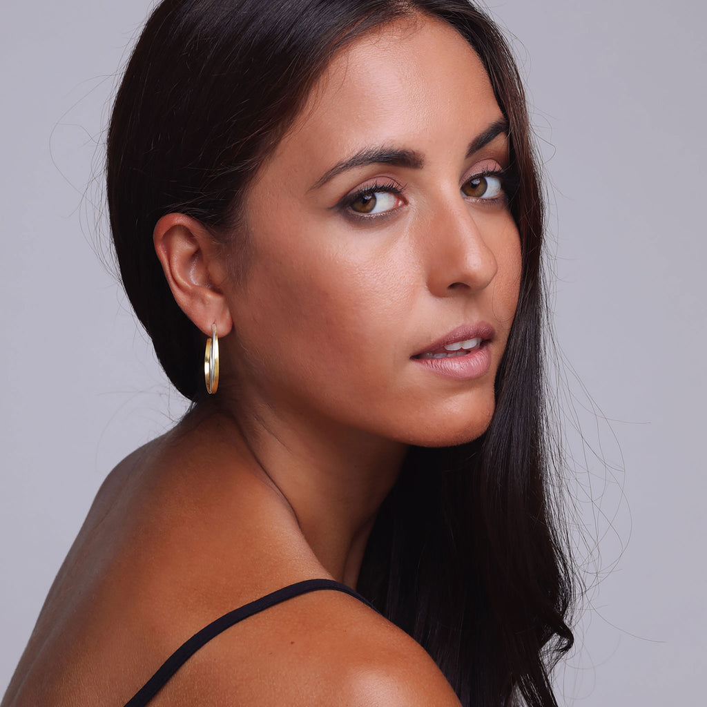 Silver and Yellow-Gold Double Hoop Earrings