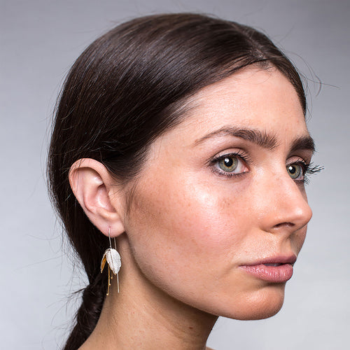 Silver and Yellow-Gold Fuchsia Flower Earrings