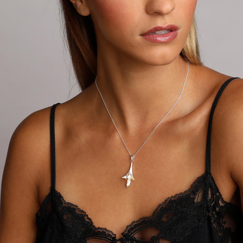 Silver and Yellow-Gold Hardy Fuchsia Flower Pendant