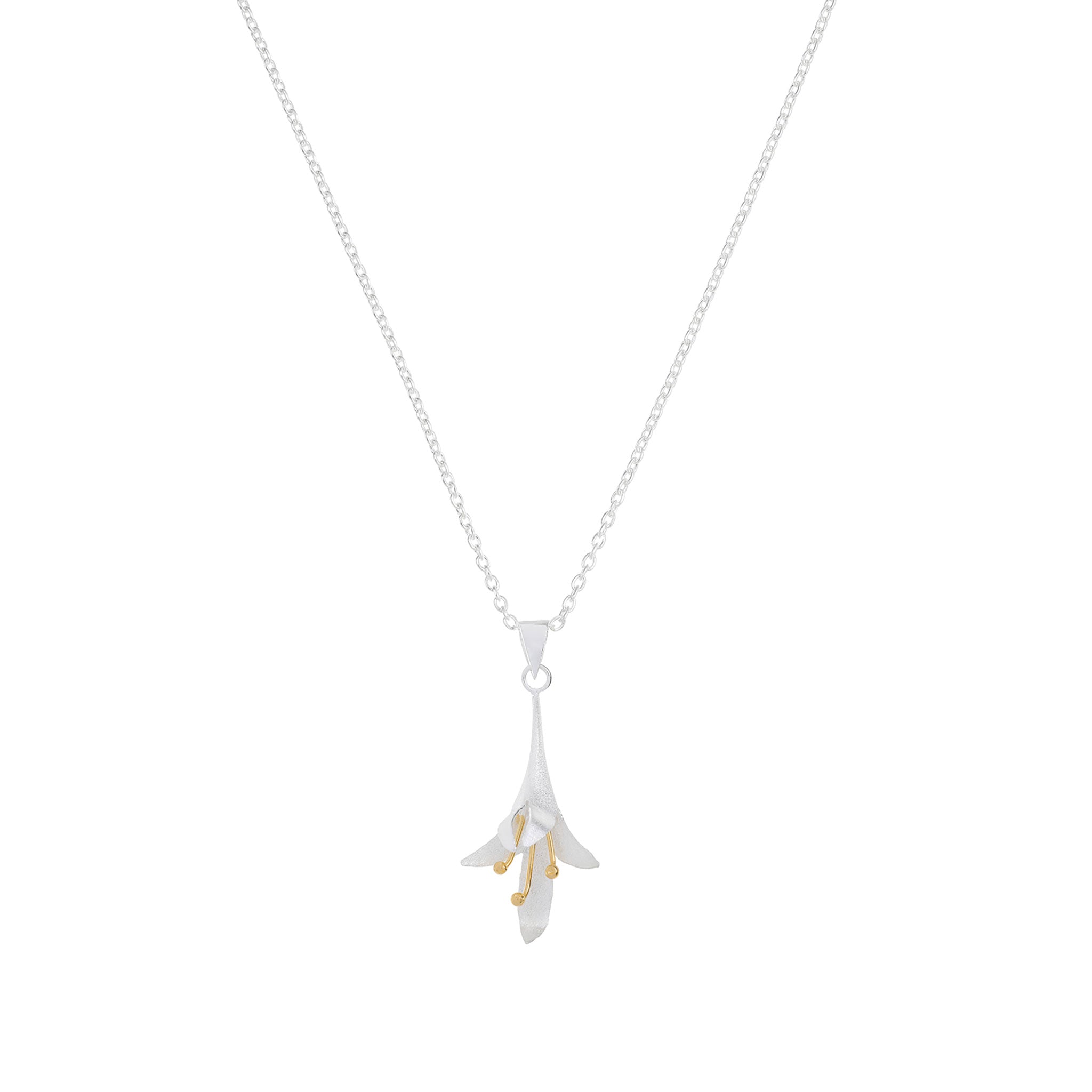 Silver and Yellow-Gold Hardy Fuchsia Flower Pendant