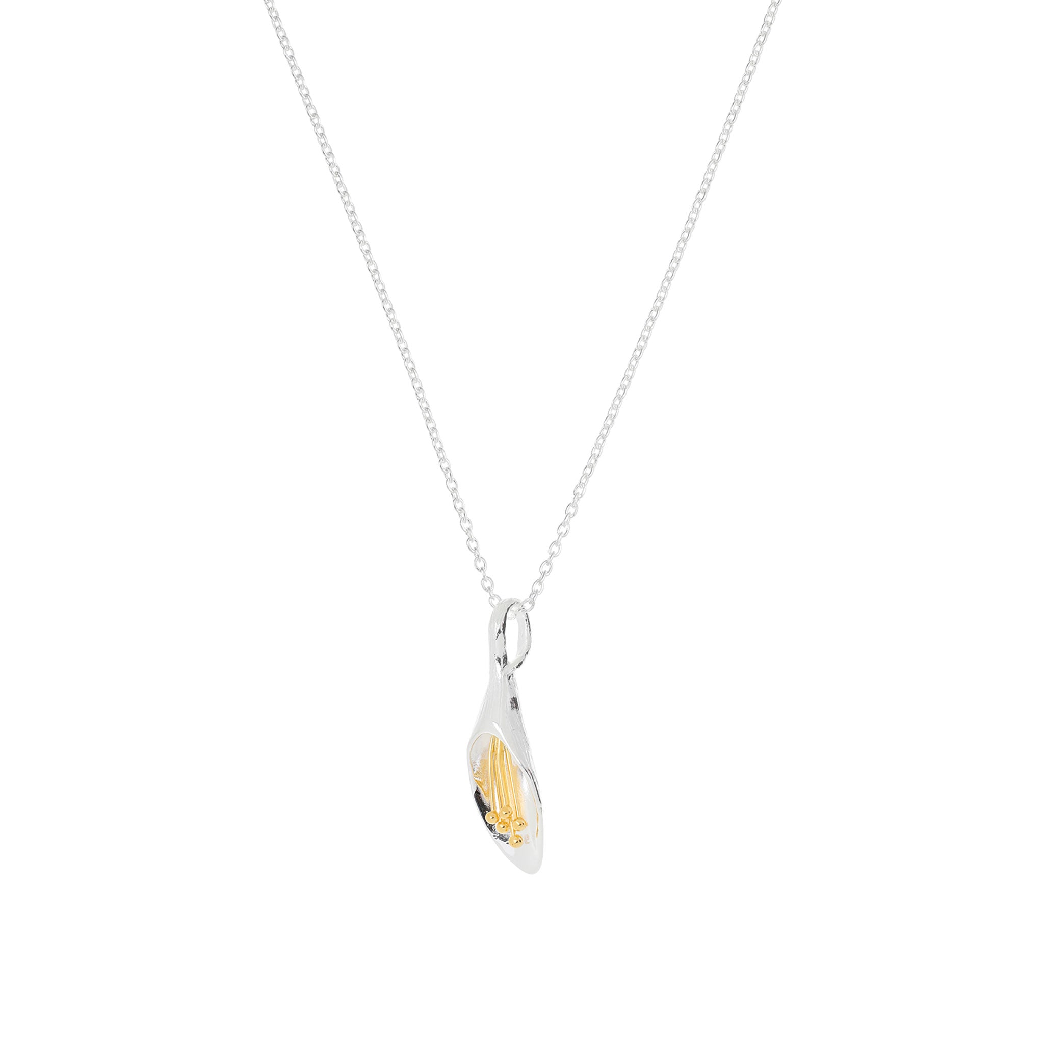 Silver and Yellow-Gold Honeysuckle Flower Pendant