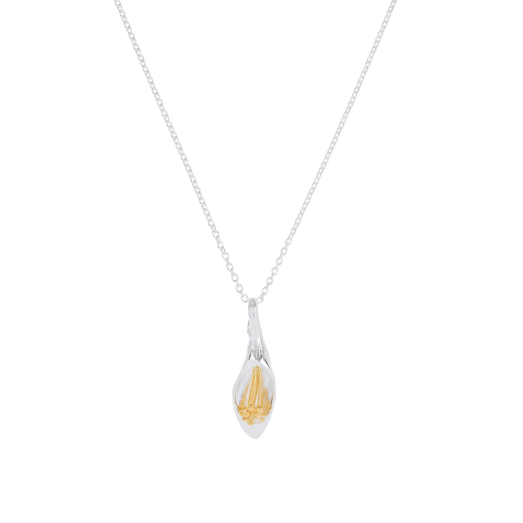 Silver and Yellow-Gold Honeysuckle Flower Pendant