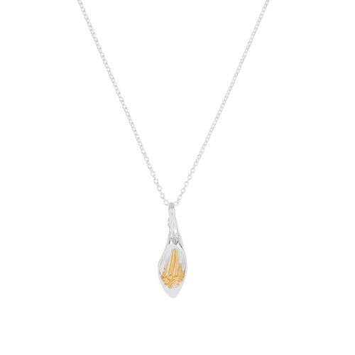 Silver and Yellow-Gold Honeysuckle Flower Pendant