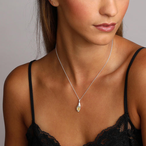 Silver and Yellow-Gold Honeysuckle Flower Pendant