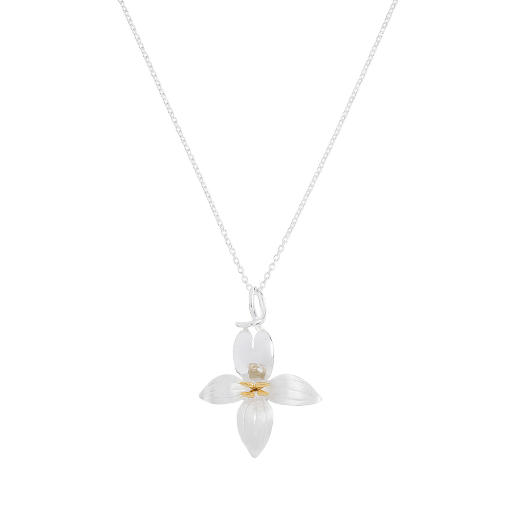 Silver and Yellow-Gold Large Daphne Flower Pendant
