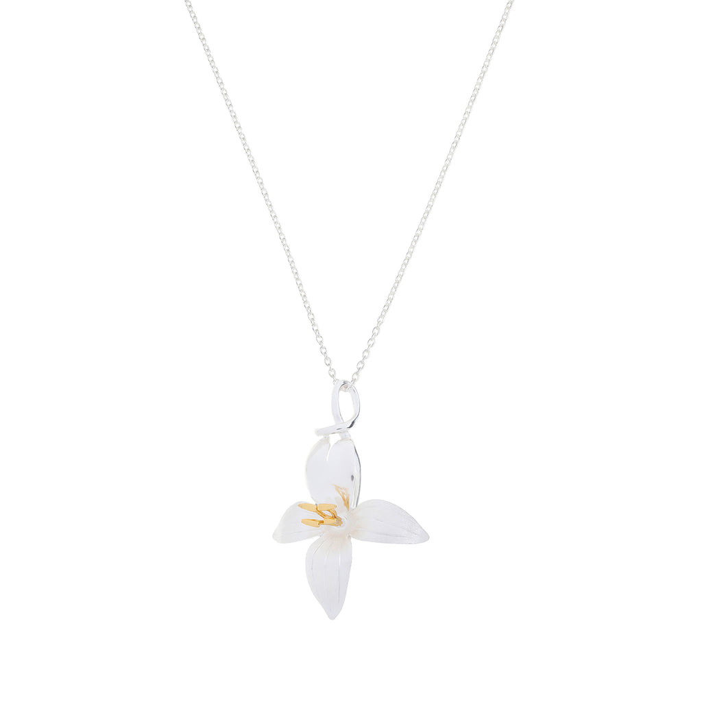 Silver and Yellow-Gold Large Daphne Flower Pendant