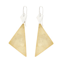 Load image into Gallery viewer, Silver and Yellow-Gold Large Plain Triangle Earrings
