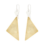Silver and Yellow-Gold Large Plain Triangle Earrings
