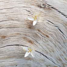 Load image into Gallery viewer, Silver and Yellow-Gold Lily Flower Earrings