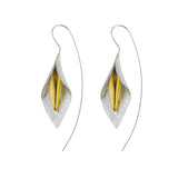 Silver and Yellow-Gold Peace Lily Flower Earrings