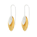 Silver and Yellow-Gold Pendant Flower Earrings