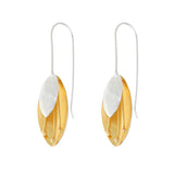Silver and Yellow-Gold Pendant Flower Earrings