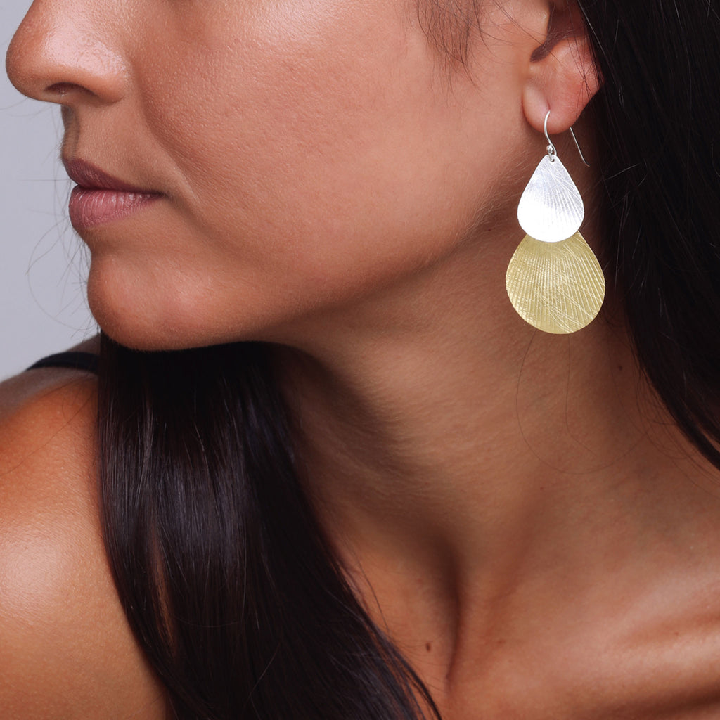 Silver and Yellow-Gold Shells Earrings