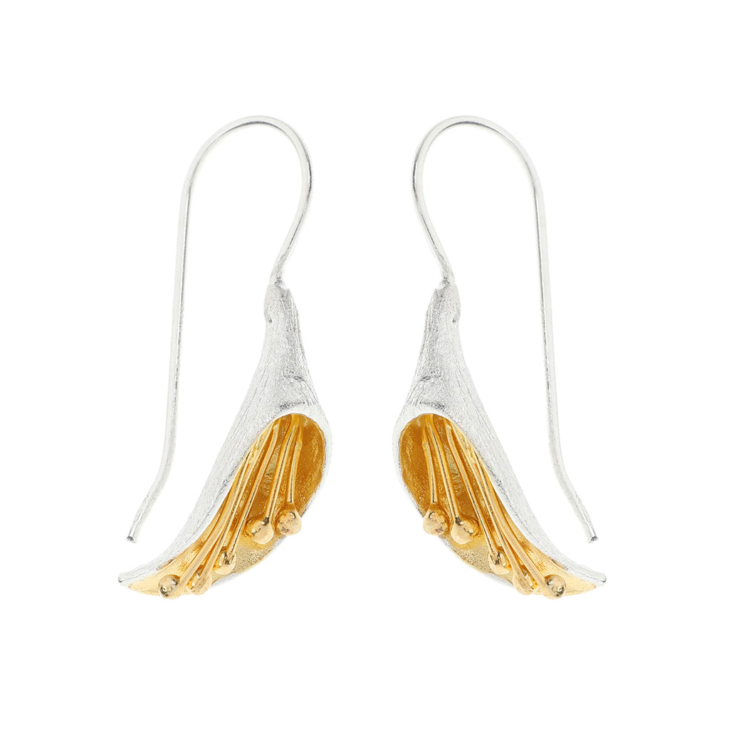 Silver and Yellow-Gold Small Honeysuckle Earrings