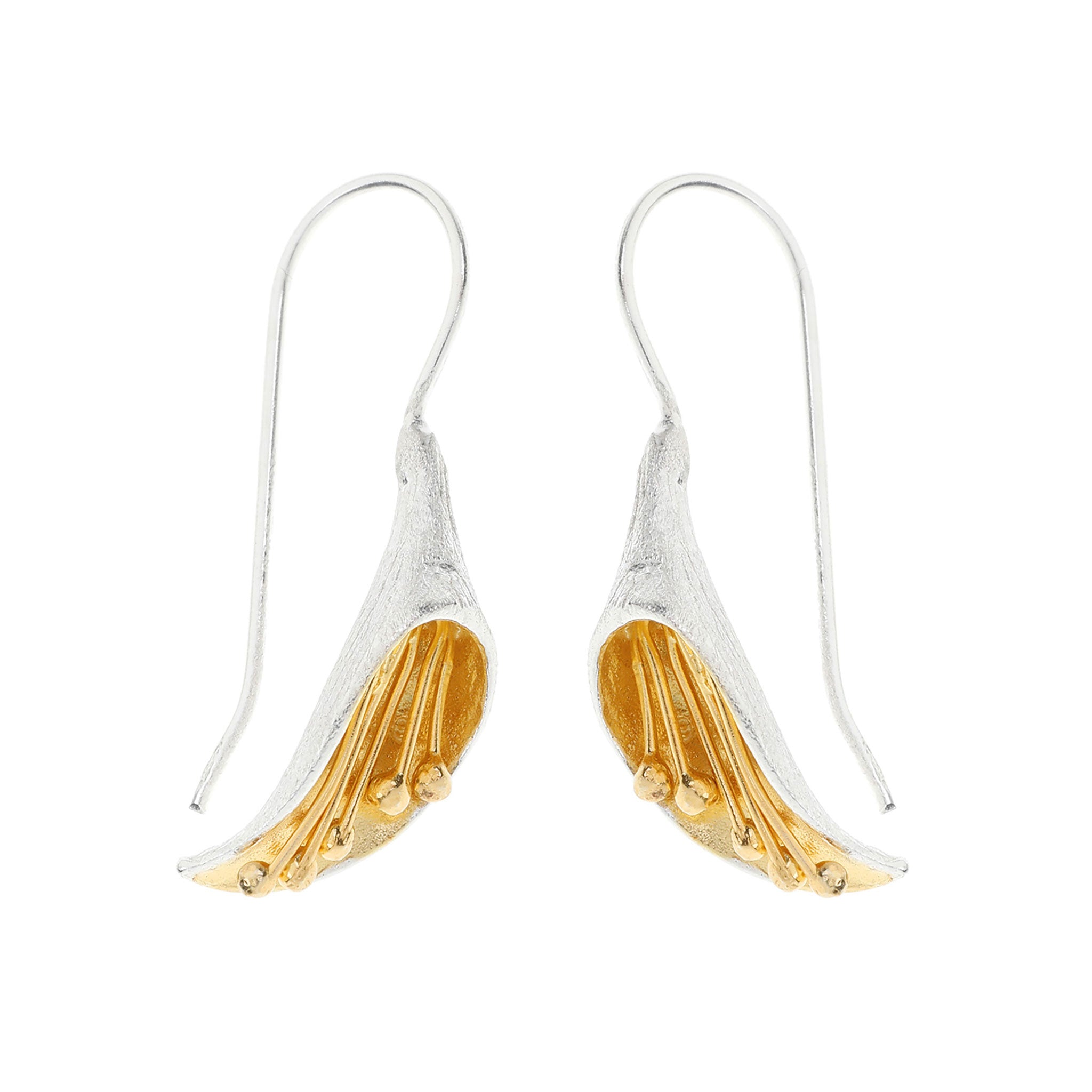 Silver and Yellow-Gold Small Honeysuckle Earrings